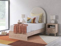 Best Furniture Outlet - Ashley Furniture - Arloster Bedroom - Twin Upholstered Panel Bed / Tan/White - PCB1566B2