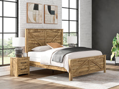 Best Furniture Outlet - Ashley Furniture - Maystonna Bedroom - King Crossbuck Panel Bed / Brown - PCB1580B6