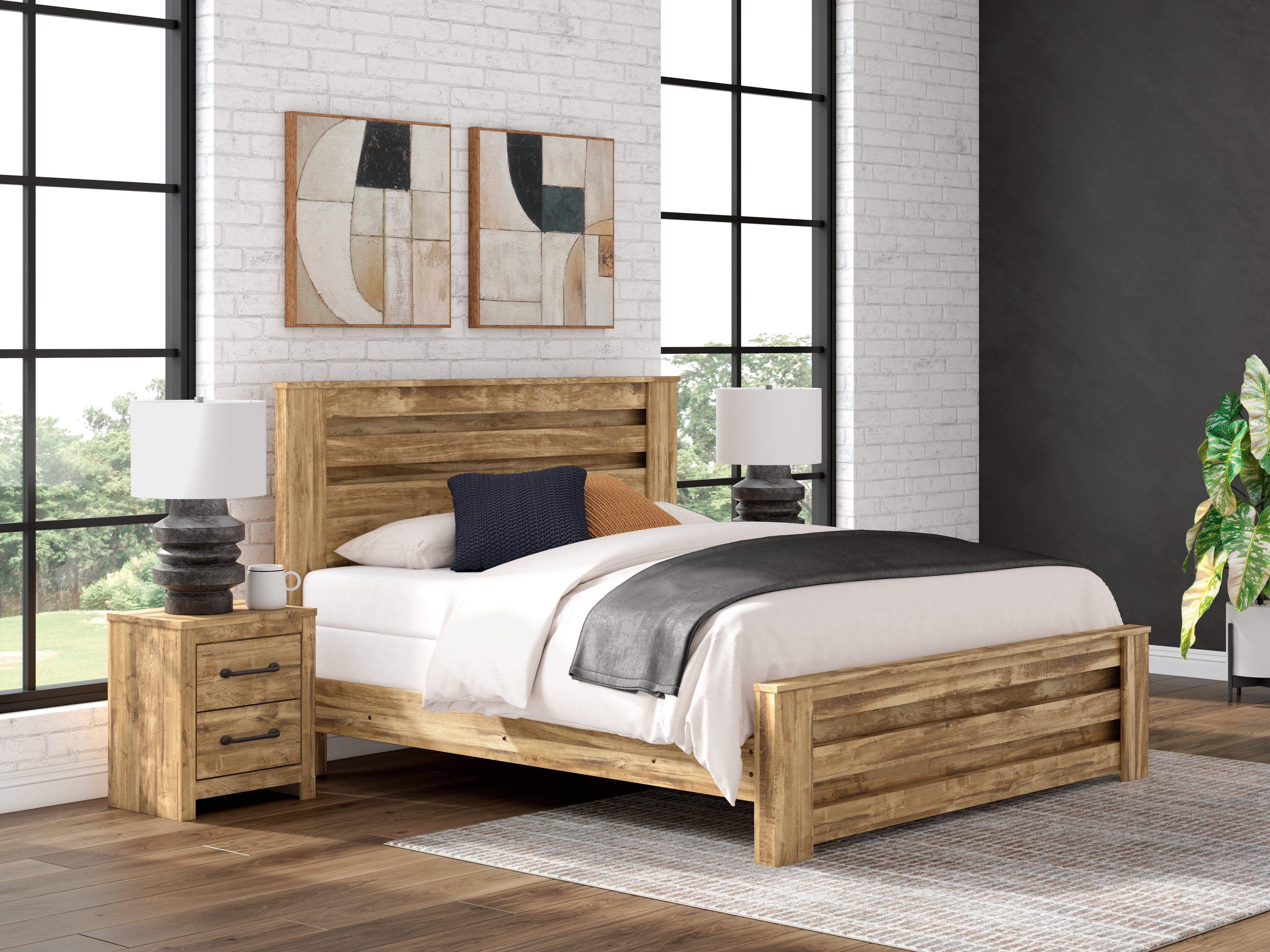 Best Furniture Outlet - Ashley Furniture - Maystonna Bedroom - King Panel Bed / Brown - PCB1580B7