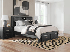 Best Furniture Outlet - Ashley Furniture - Stabotta Bedroom - Queen Bookcase Storage Bed / Black - PCB1755B3