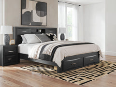 Best Furniture Outlet - Ashley Furniture - Stabotta Bedroom - King Bookcase Storage Bed / Black - PCB1755B10