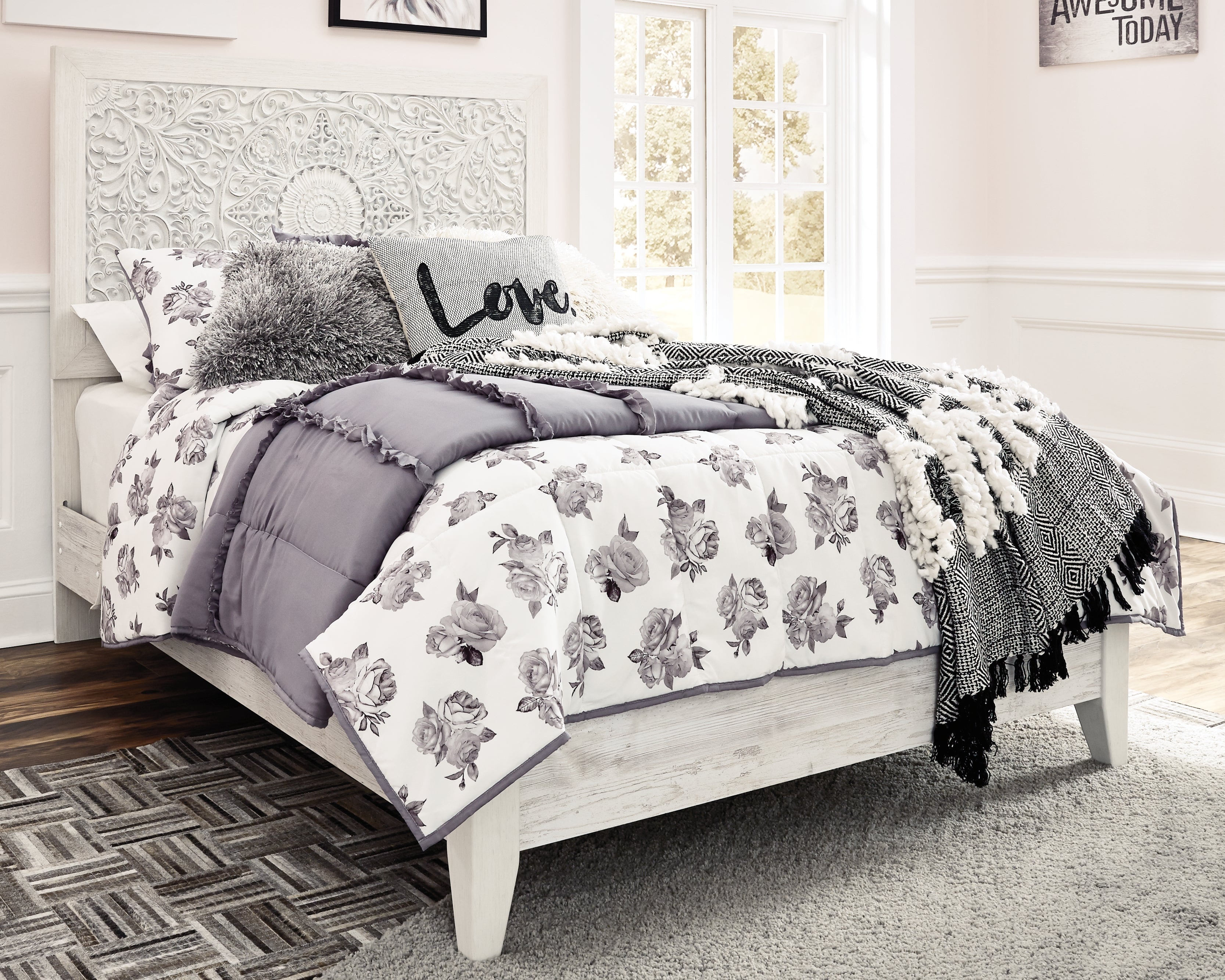 Best Furniture Outlet - Ashley Furniture - Paxberry Bedroom - Dresser and Mirror / Whitewash - B181B8
