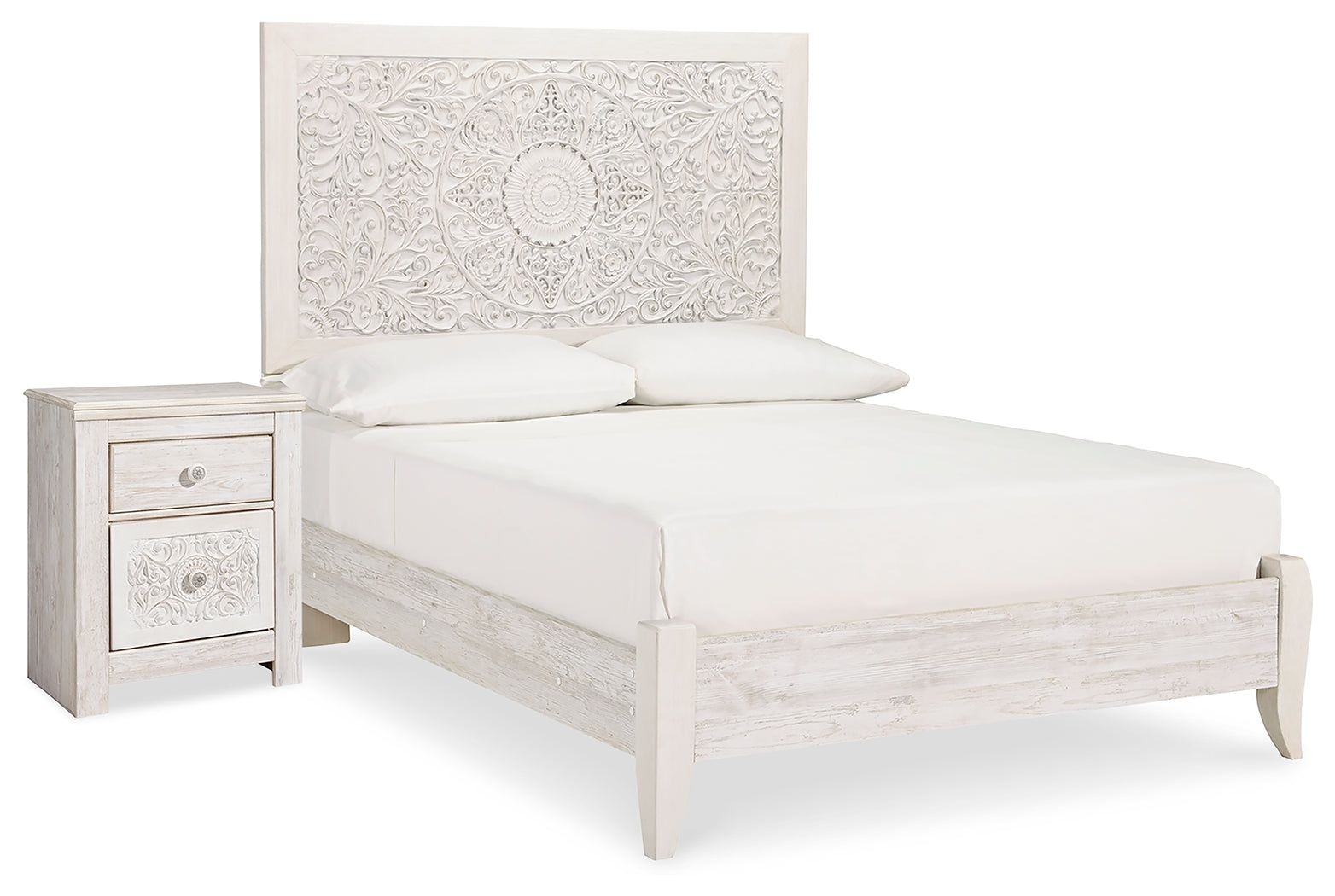 Best Furniture Outlet - Ashley Furniture - Paxberry Bedroom - Full Panel Bed and Nightstand / Whitewash - B181B20