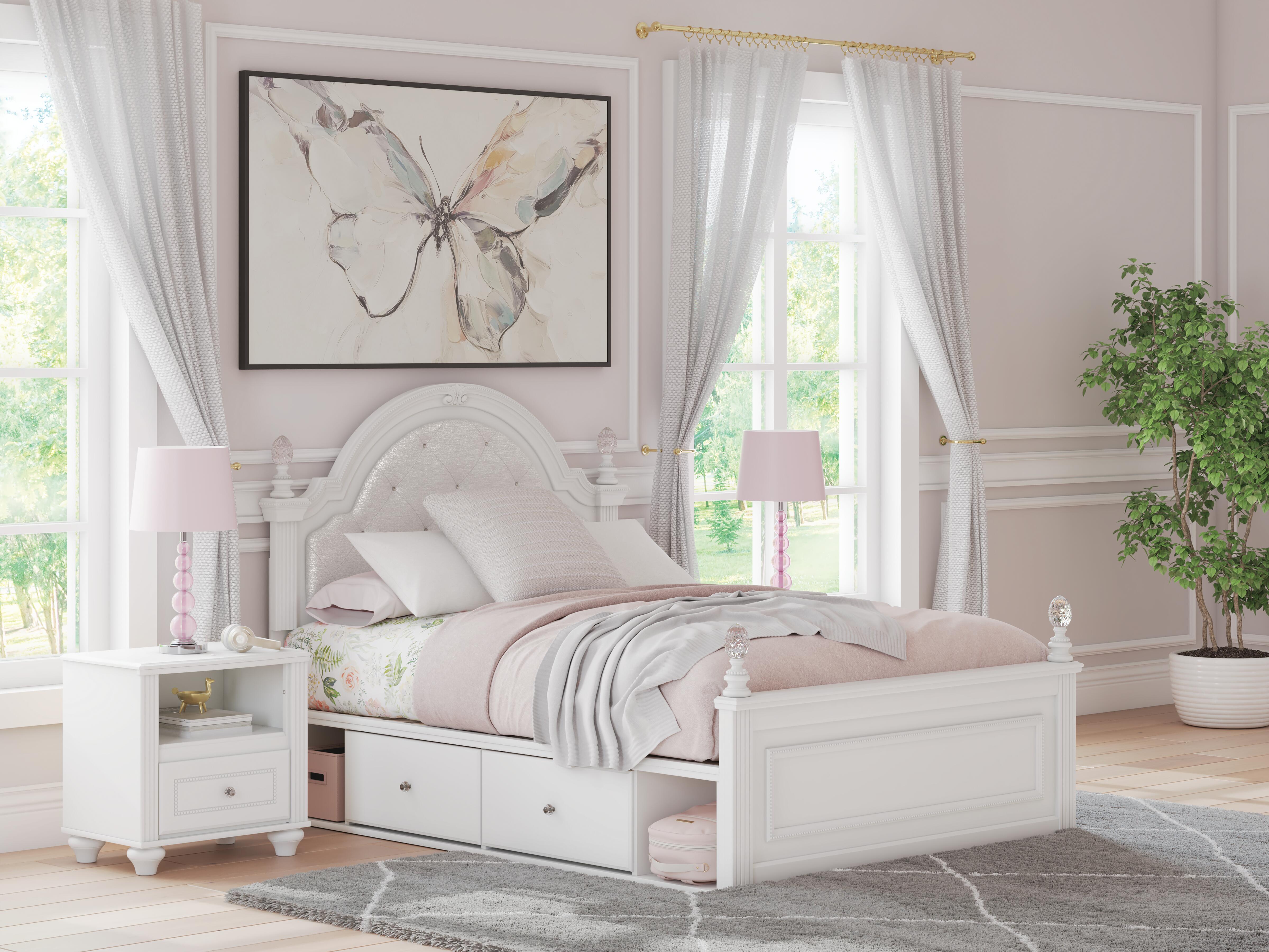 Best Furniture Outlet - Ashley Furniture - Kozlani Bedroom - Full Upholstered Panel Bed with Storage / White - PCB1819B18