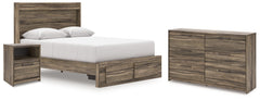 Best Furniture Outlet - Ashley Furniture - Elbrim Bedroom - Queen Panel Storage Bed, Dresser and Nightstand / Brown - PCB2005B12