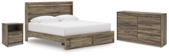Best Furniture Outlet - Ashley Furniture - Elbrim Bedroom - King Panel Storage Bed, Dresser and Nightstand / Brown - PCB2005B24