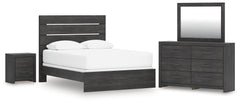 Best Furniture Outlet - Ashley Furniture - Hollivern Bedroom - Queen Panel Bed, Dresser, Mirror and Nightstand / Dark Gray - PCB2108B25