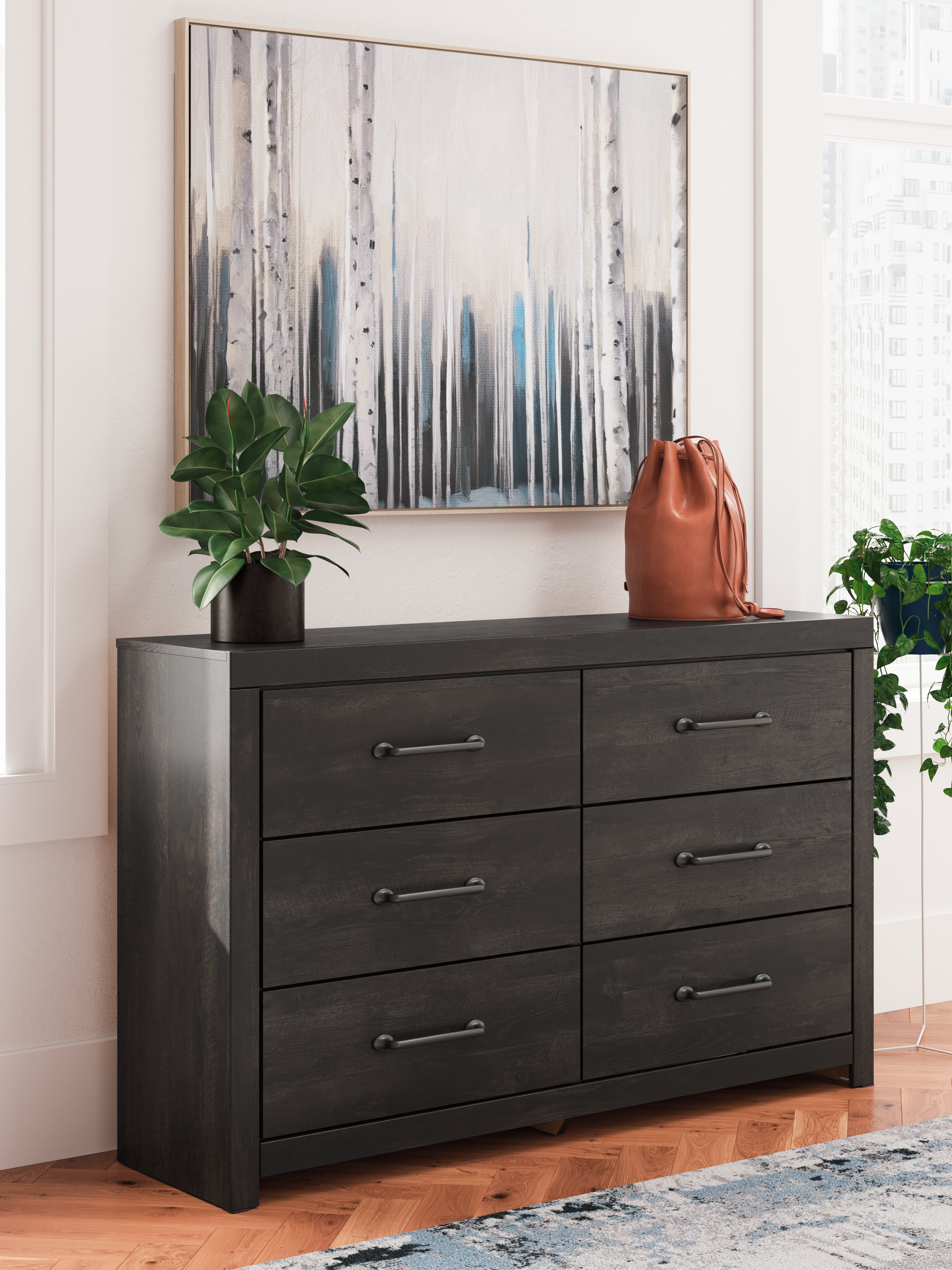 Best Furniture Outlet - Ashley Furniture - Hollivern Bedroom - Dresser and Mirror / Dark Gray - PCB2108B1