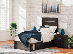 Best Furniture Outlet - Ashley Furniture - Hollivern Bedroom - Twin Panel Storage Bed / Dark Gray - PCB2108B17
