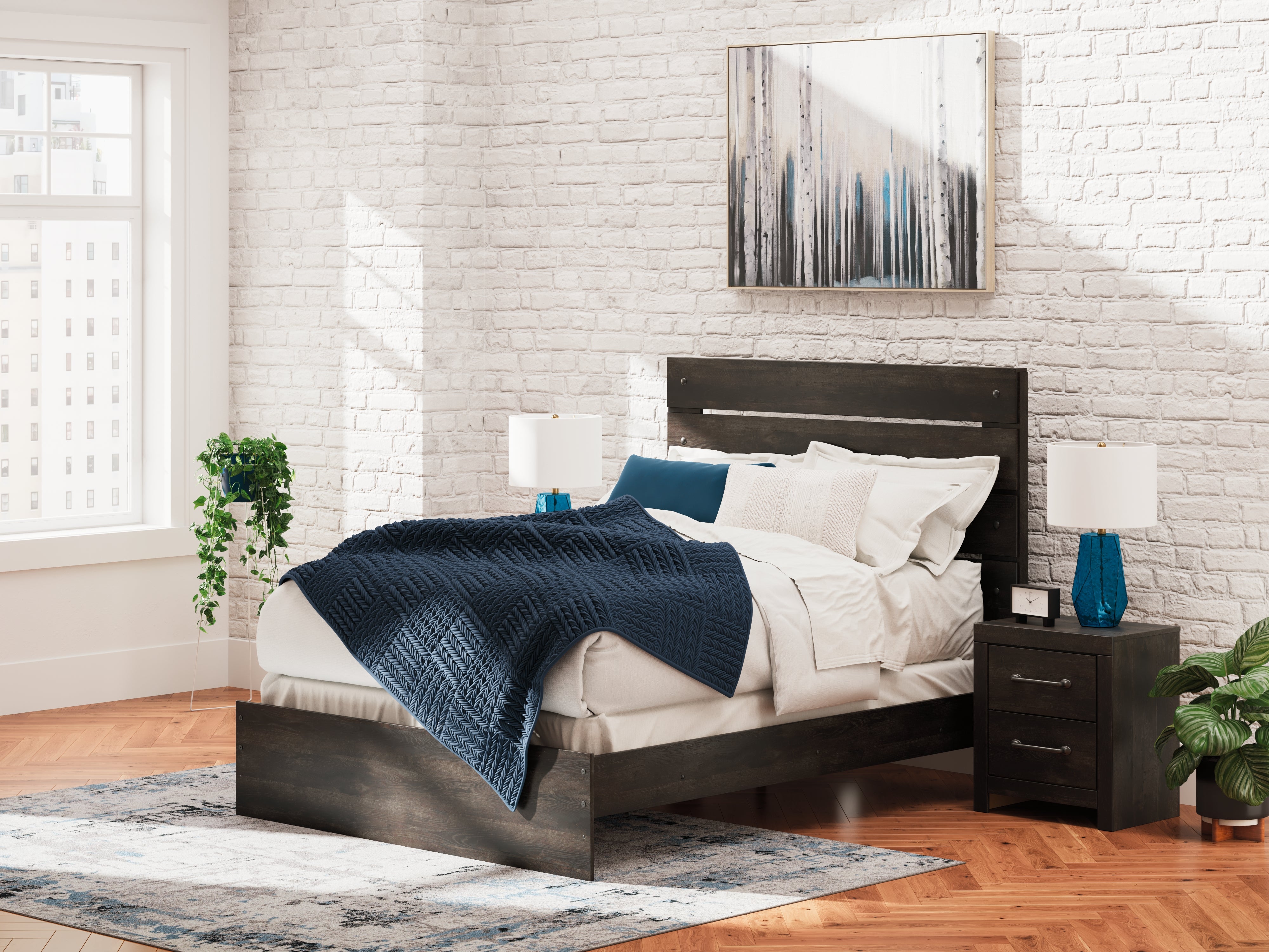 Best Furniture Outlet - Ashley Furniture - Hollivern Bedroom - Queen Panel Bed / Dark Gray - PCB2108B2