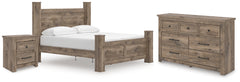 Best Furniture Outlet - Ashley Furniture - Rusticott Bedroom - King Poster Bed, Dresser and Nightstand / Brown - PCB2260B9