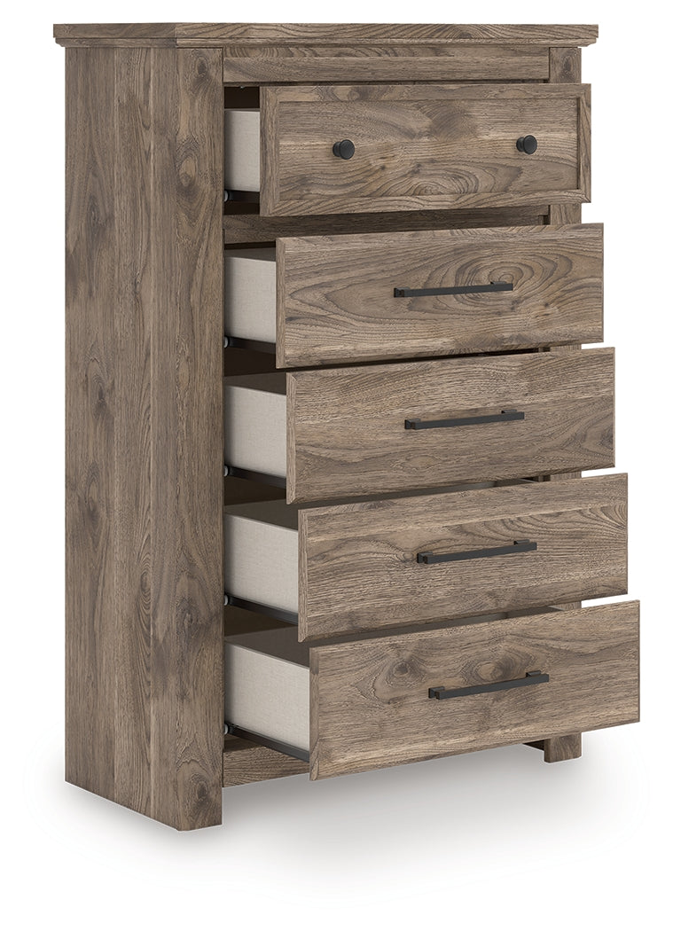 Best Furniture Outlet - Ashley Furniture - Rusticott Bedroom - Five Drawer Chest / Brown - PCB2260-46