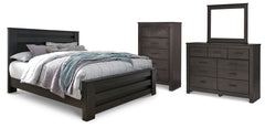 Best Furniture Outlet - Ashley Furniture - Brinxton Bedroom - King Panel Bed, Dresser, Mirror and Chest / Charcoal - B249B26