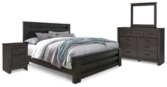 Best Furniture Outlet - Ashley Furniture - Brinxton Bedroom - King Panel Bed, Dresser, Mirror and Nightstand / Charcoal - B249B8