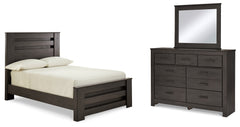 Best Furniture Outlet - Ashley Furniture - Brinxton Bedroom - Full Panel Bed, Dresser and Mirror / Charcoal - B249B6