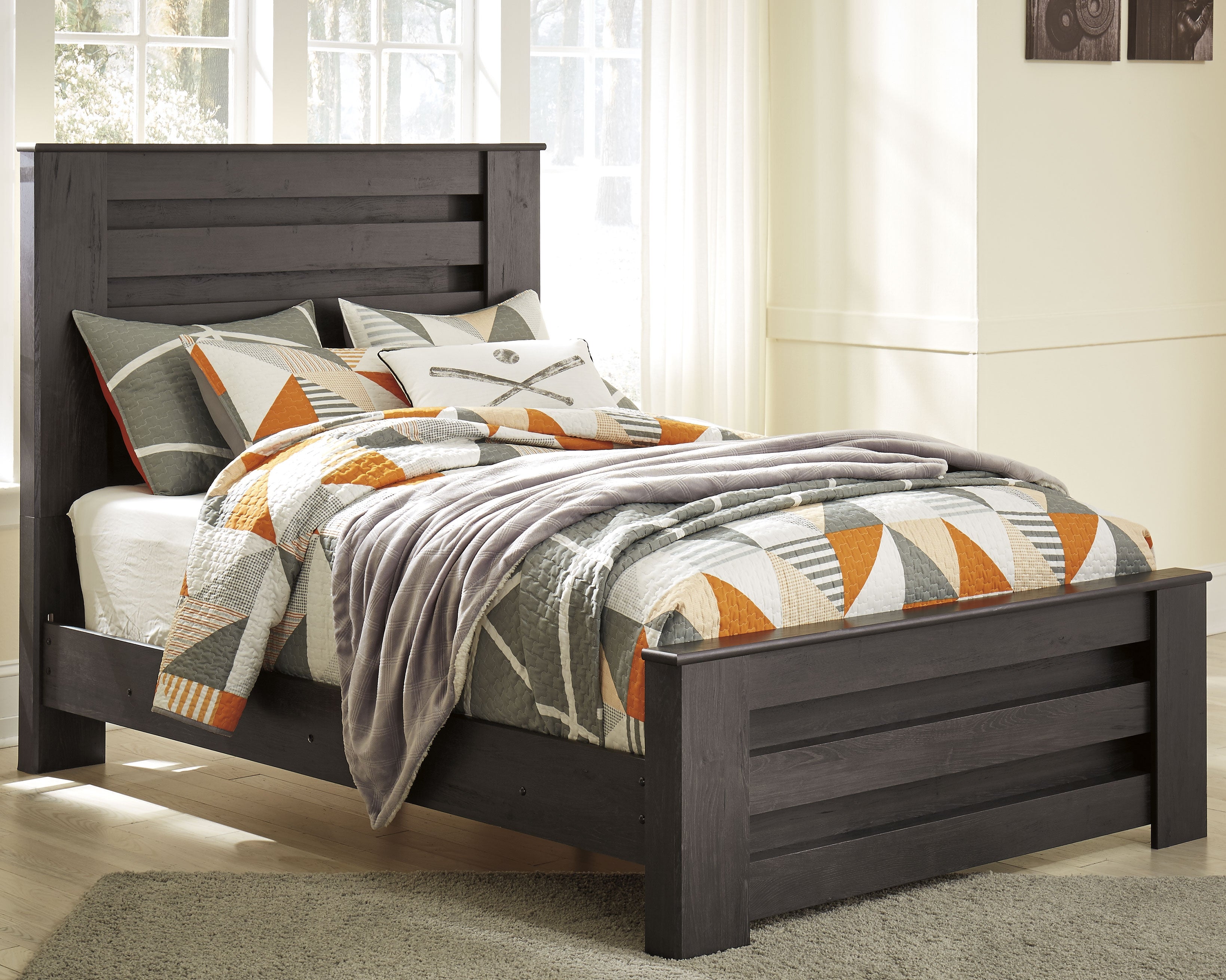 Best Furniture Outlet - Ashley Furniture - Brinxton Bedroom - Full Panel Bed / Charcoal - B249B5
