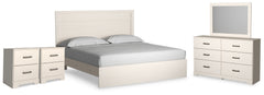 Best Furniture Outlet - Ashley Furniture - Stelsie Bedroom - King Panel Bed, Dresser, Mirror and Nightstand / White - B2588B17