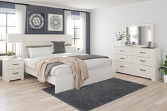 Best Furniture Outlet - Ashley Furniture - Stelsie Bedroom - King Panel Bed with Dresser, Mirror and Nightstand / White - B2588B8