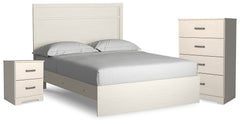 Best Furniture Outlet - Ashley Furniture - Stelsie Bedroom - Queen Panel Bed, Chest and Nightstand / White - B2588B16
