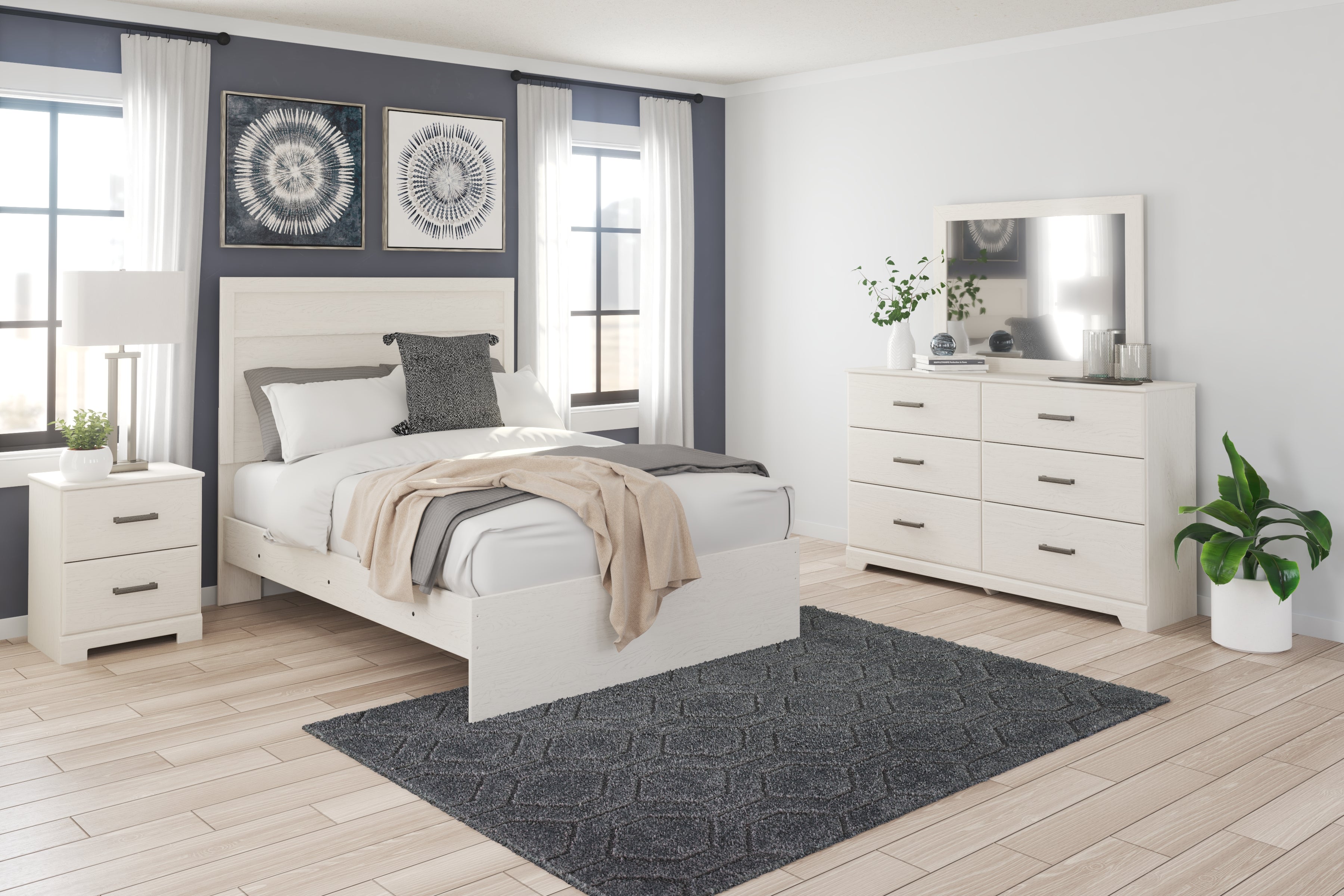 Best Furniture Outlet - Ashley Furniture - Stelsie Bedroom - Dresser and Mirror / White - B2588B1