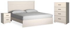 Best Furniture Outlet - Ashley Furniture - Stelsie Bedroom - King Panel Bed, Chest and Nightstand / White - B2588B9