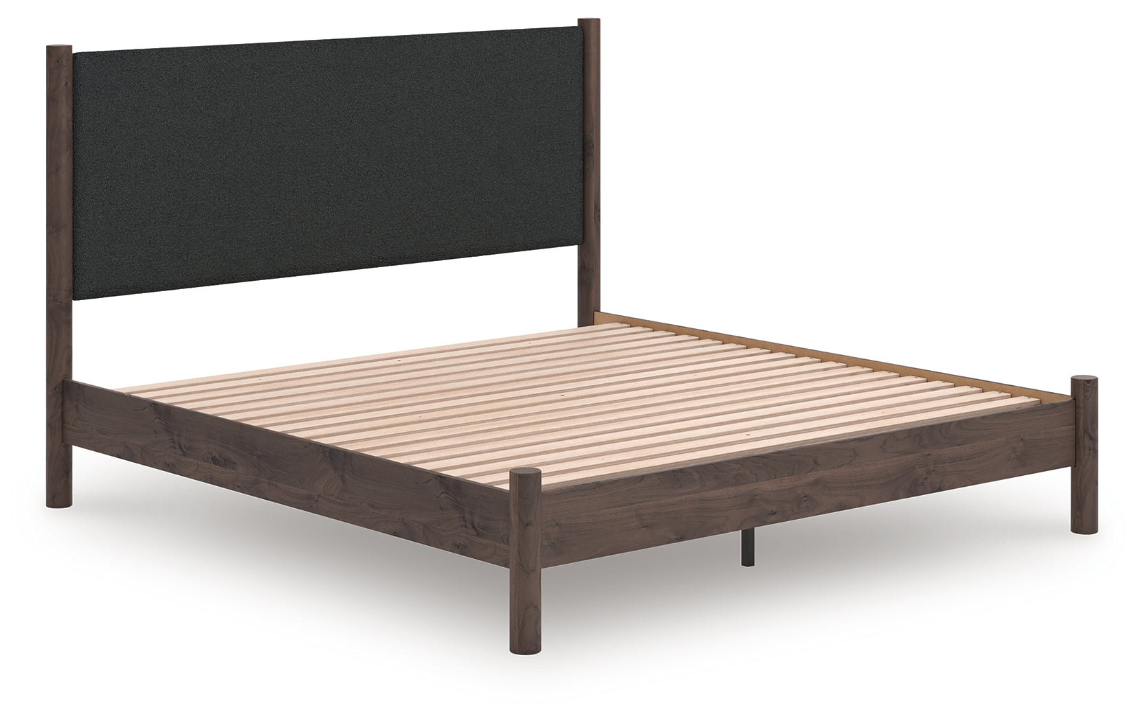 Best Furniture Outlet - Ashley Furniture - Pamytta Bedroom - King Upholstered Panel Platform Bed / Brown - PCB2614B28