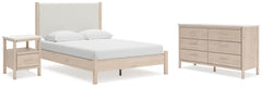 Best Furniture Outlet - Ashley Furniture - Cadmori Bedroom - Queen Upholstered Panel Bed, Dresser and Nightstand / Two-tone - B2615B10