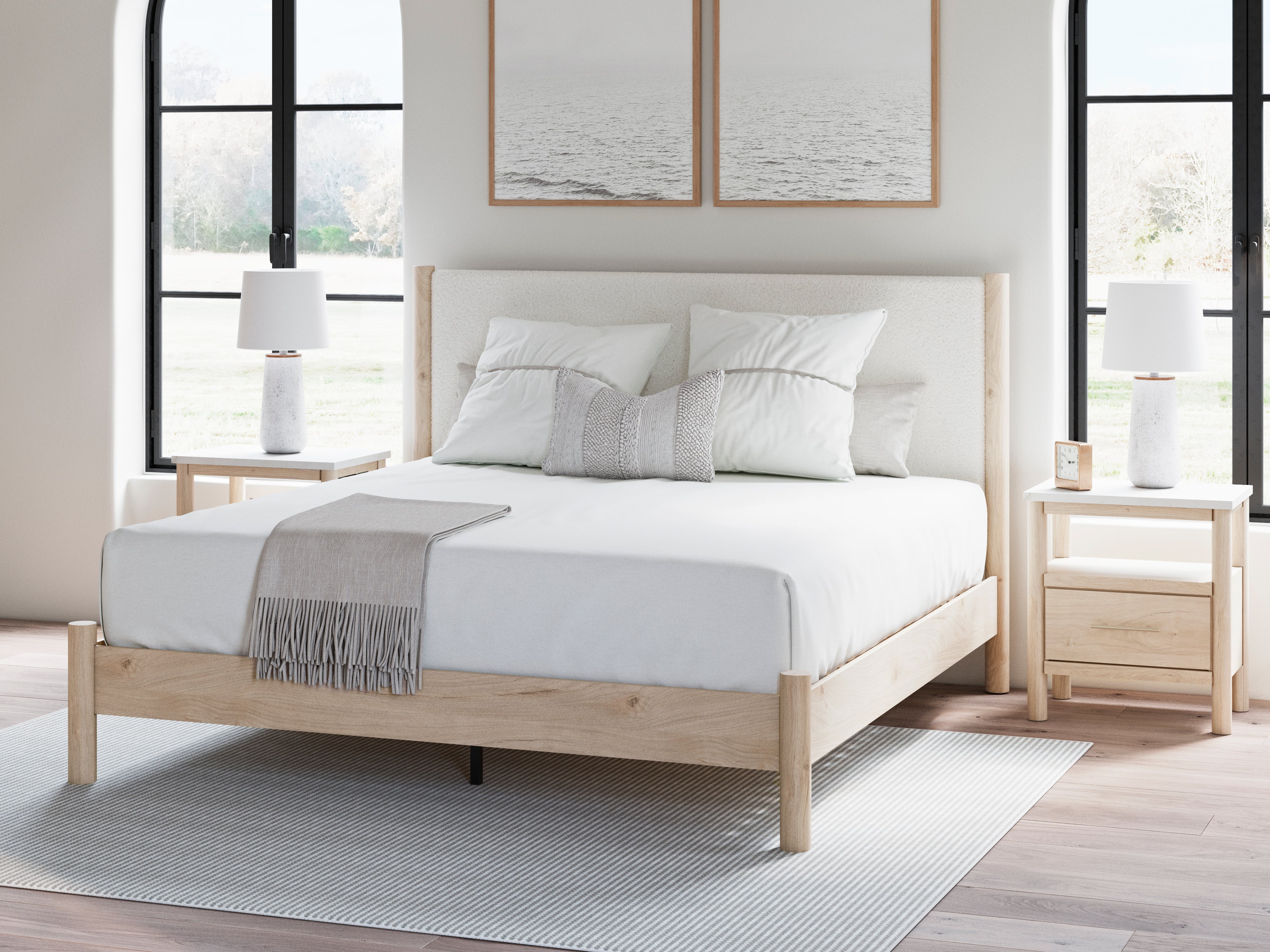 Best Furniture Outlet - Ashley Furniture - Cadmori Bedroom - King Upholstered Panel Bed / Two-tone - B2615B7