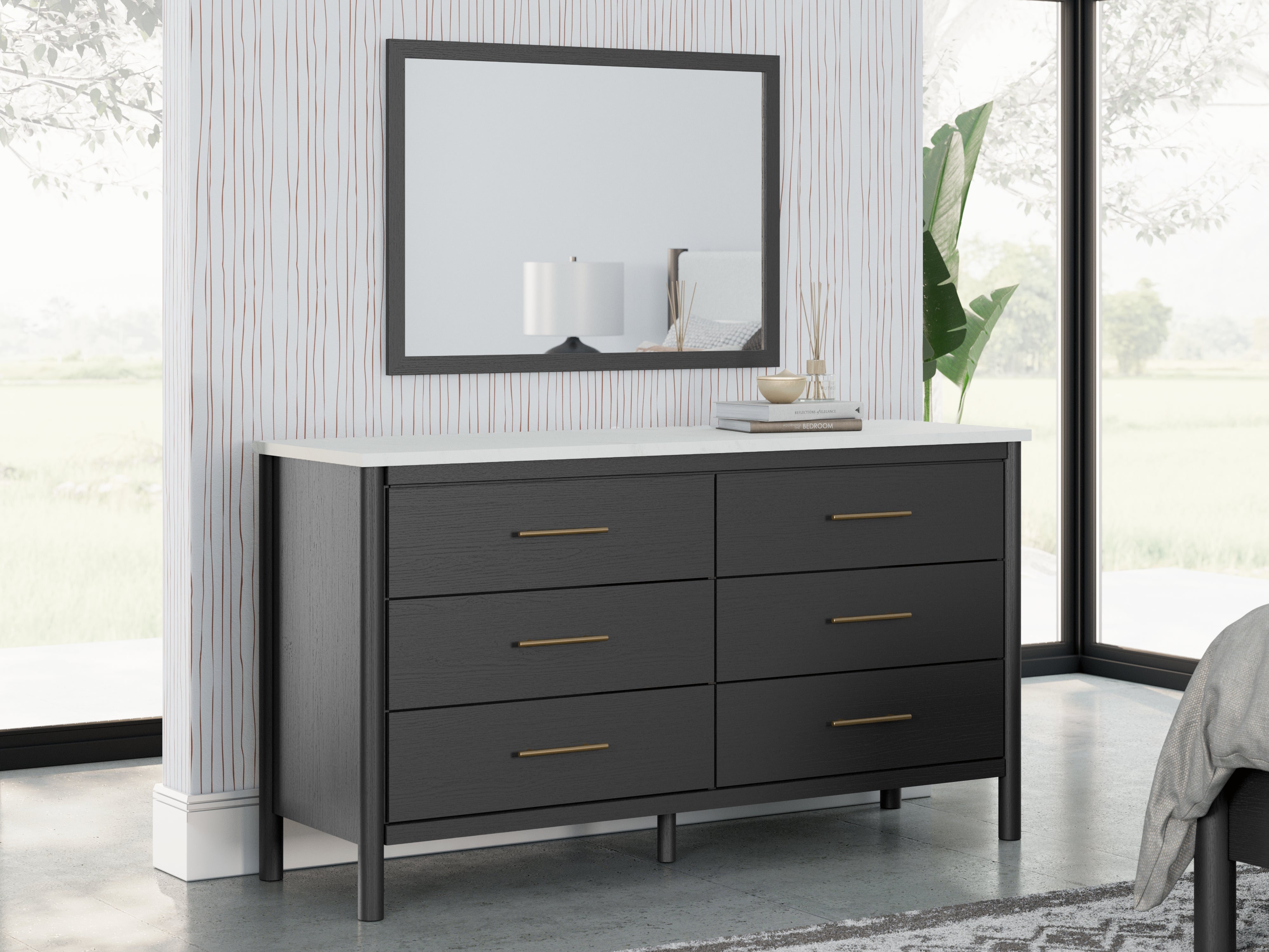 Best Furniture Outlet - Ashley Furniture - Cadmori Bedroom - Dresser and Mirror / Black/White - B2616B1