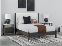 Best Furniture Outlet - Ashley Furniture - Cadmori Bedroom - Queen Upholstered Panel Bed / Black/White - B2616B2