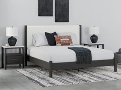 Best Furniture Outlet - Ashley Furniture - Cadmori Bedroom - King Upholstered Panel Bed / Black/White - B2616B8