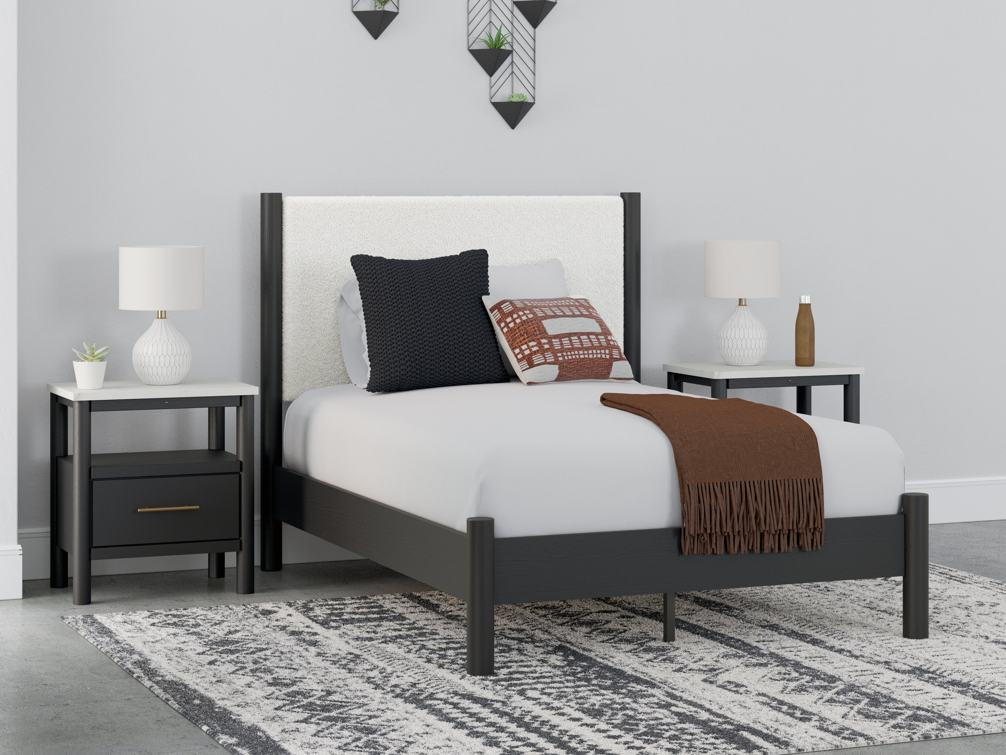 Best Furniture Outlet - Ashley Furniture - Cadmori Bedroom - Full Upholstered Panel Bed / Black/White - B2616B3