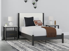 Best Furniture Outlet - Ashley Furniture - Cadmori Bedroom - Full Upholstered Panel Bed / Black/White - B2616B3