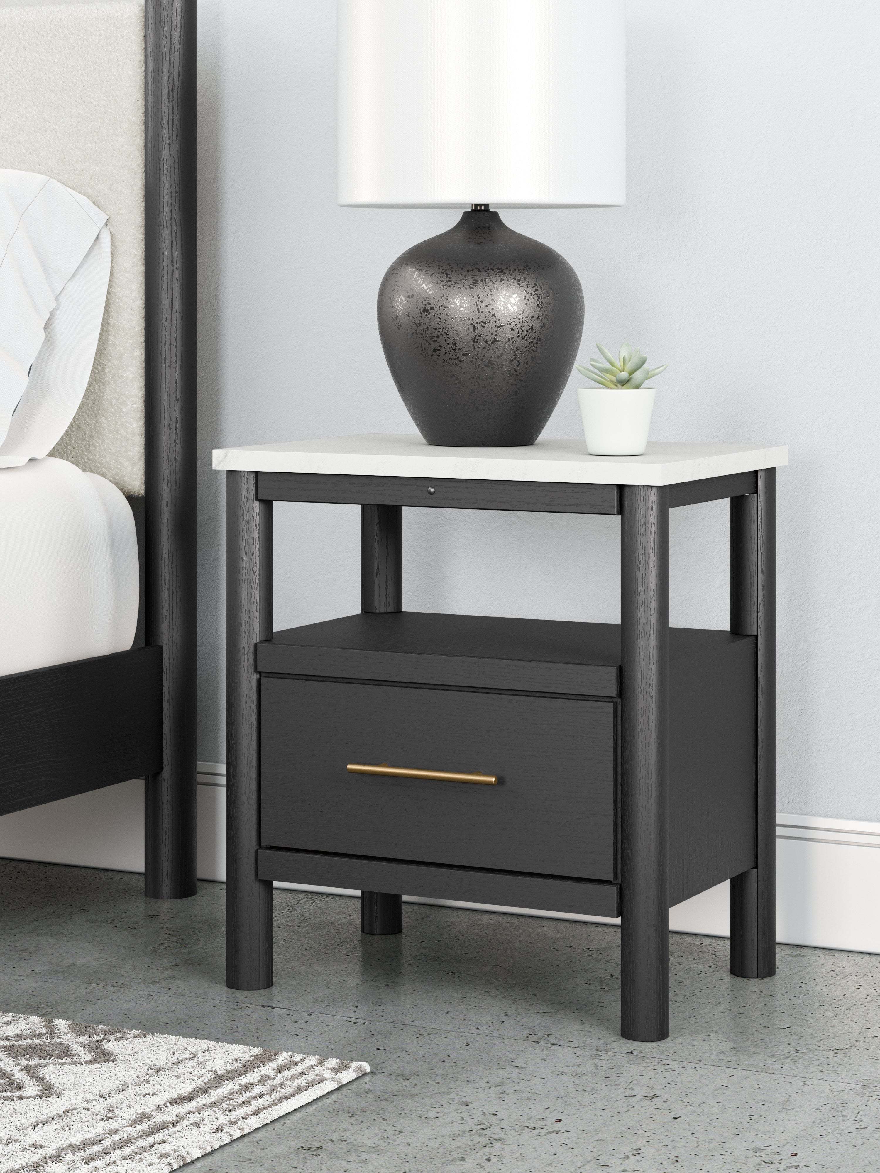 Best Furniture Outlet - Ashley Furniture - Cadmori Bedroom - One Drawer Night Stand / Black/White - B2616-91