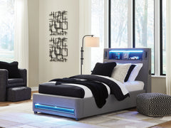 Best Furniture Outlet - Ashley Furniture - Verishaw Bedroom - Twin Upholstered Bed / Gray - PCB2721B23
