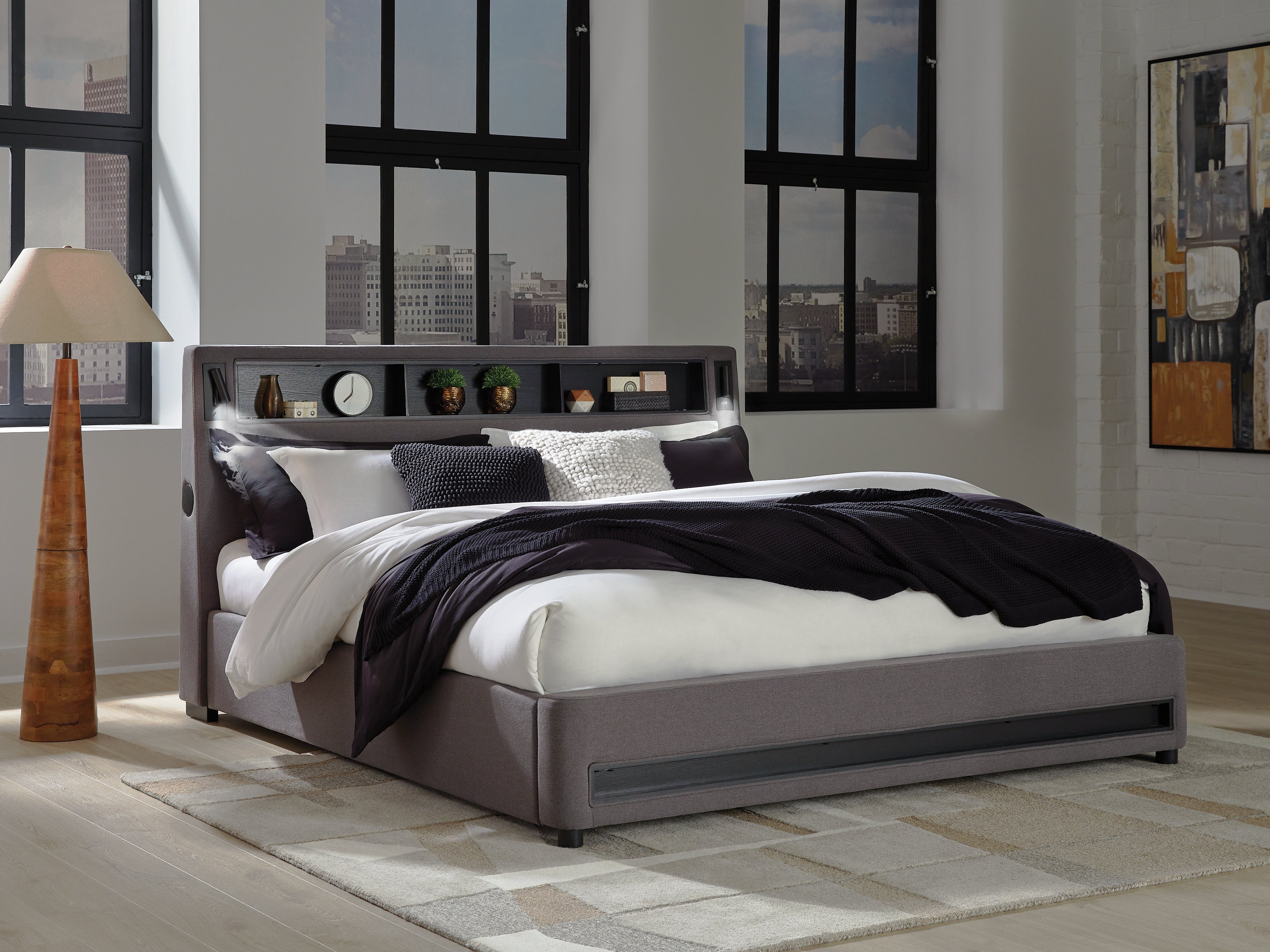 Best Furniture Outlet - Ashley Furniture - Verishaw Bedroom - King Upholstered Bed / Gray - PCB2721B21