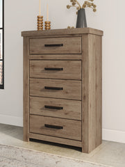 Best Furniture Outlet - Ashley Furniture - Oliandon Bedroom - Five Drawer Chest / Light Brown - PCB2844-46