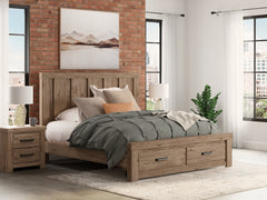 Best Furniture Outlet - Ashley Furniture - Oliandon Bedroom - King Panel Storage Bed / Light Brown - PCB2844B7