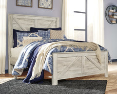 Best Furniture Outlet - Ashley Furniture - Bellaby Bedroom - Queen Crossbuck Panel Bed / Whitewash - B331B6