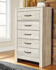 Best Furniture Outlet - Ashley Furniture - Bellaby Bedroom - Five Drawer Chest / Whitewash - B331-46