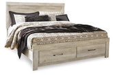 Best Furniture Outlet - Ashley Furniture - Bellaby Bedroom - King Platform Bed with 2 Storage Drawers / Whitewash - B331B9