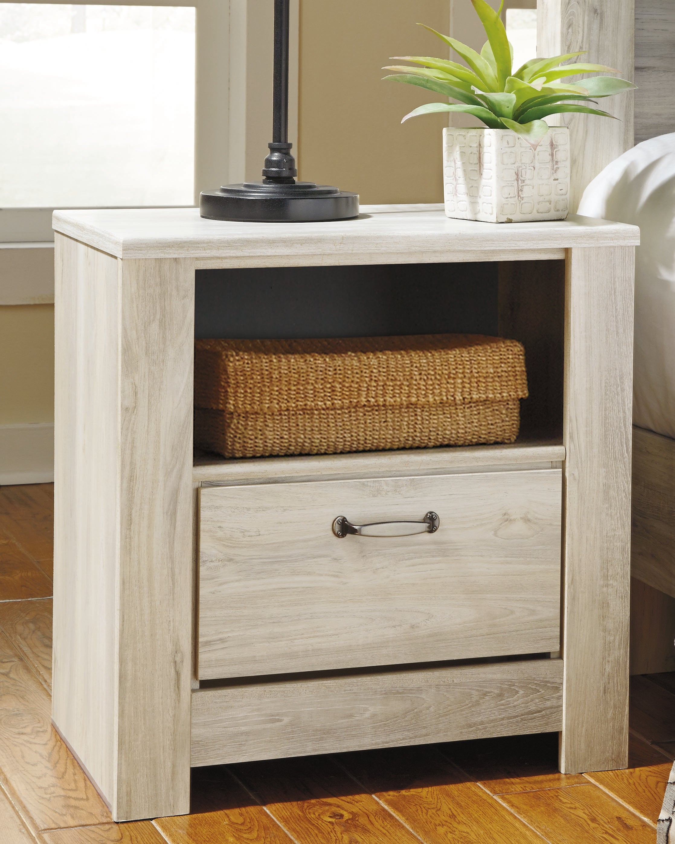 Best Furniture Outlet - Ashley Furniture - Bellaby Bedroom - One Drawer Night Stand / Whitewash - B331-91
