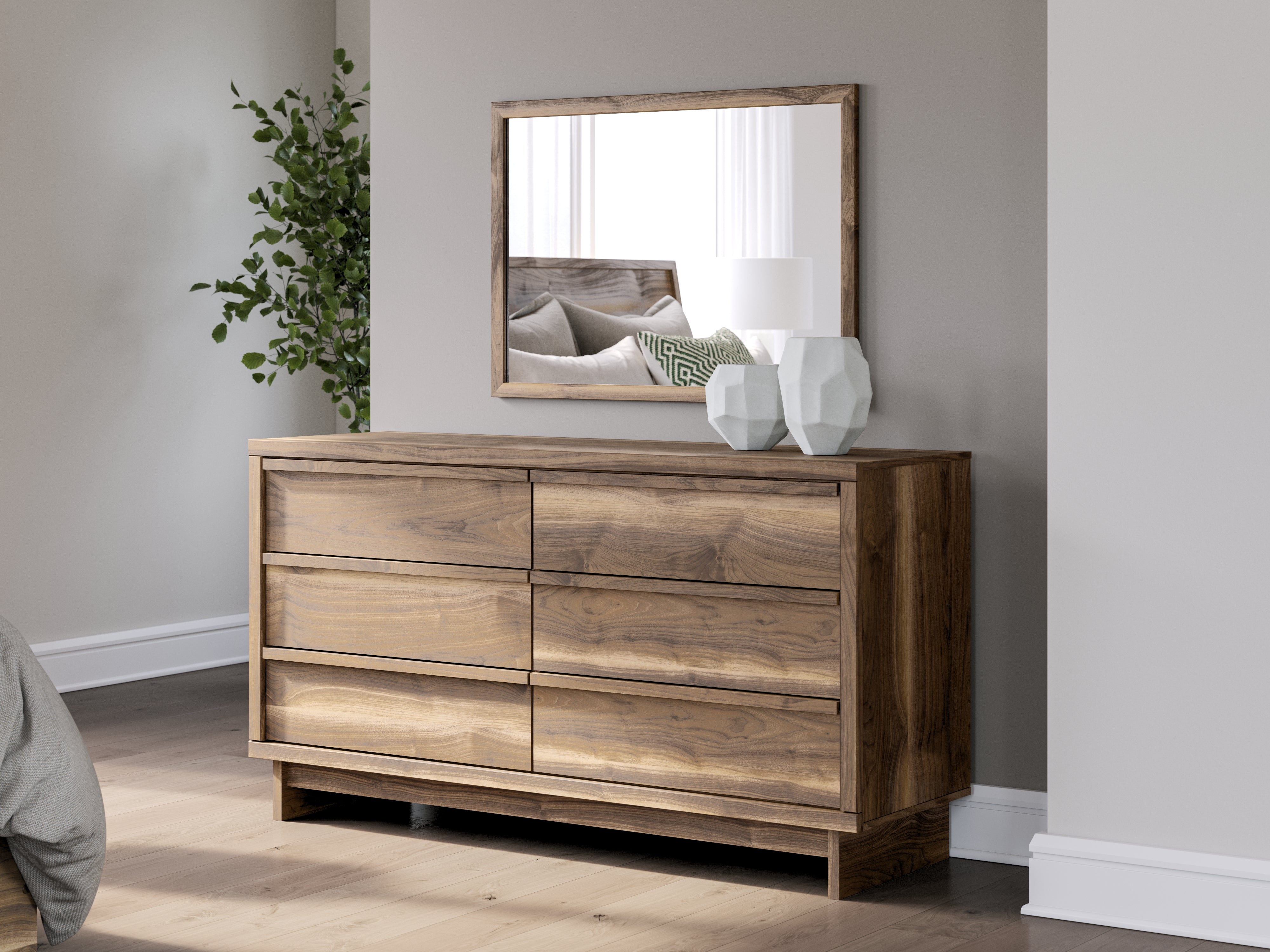 Best Furniture Outlet - Ashley Furniture - Chirason Bedroom - Dresser and Mirror / Brown - PCB3367B1