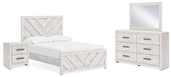 Best Furniture Outlet - Ashley Furniture - Cayboni Bedroom - Full Panel Bed, Dresser, Mirror and Nightstand / Whitewash - B3788B14