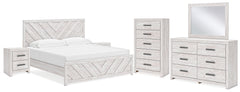 Best Furniture Outlet - Ashley Furniture - Cayboni Bedroom - King Panel Bed, Dresser, Mirror, Chest and 2 Nightstands / Whitewash - B3788B12