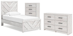 Best Furniture Outlet - Ashley Furniture - Cayboni Bedroom - Twin Panel Bed, Dresser and Chest / Whitewash - B3788B11