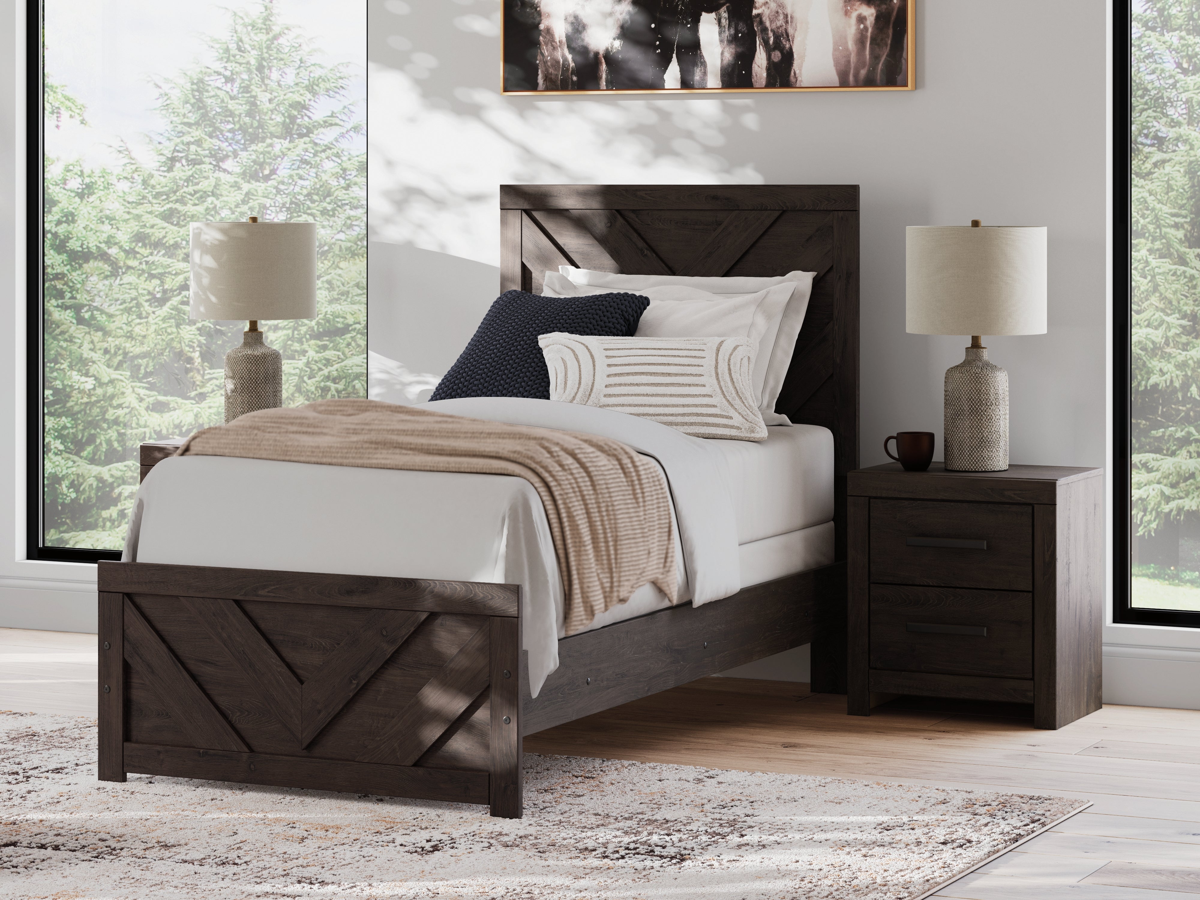 Best Furniture Outlet - Ashley Furniture - Prendonea Bedroom - Twin Panel Bed / Charcoal - B3789B2