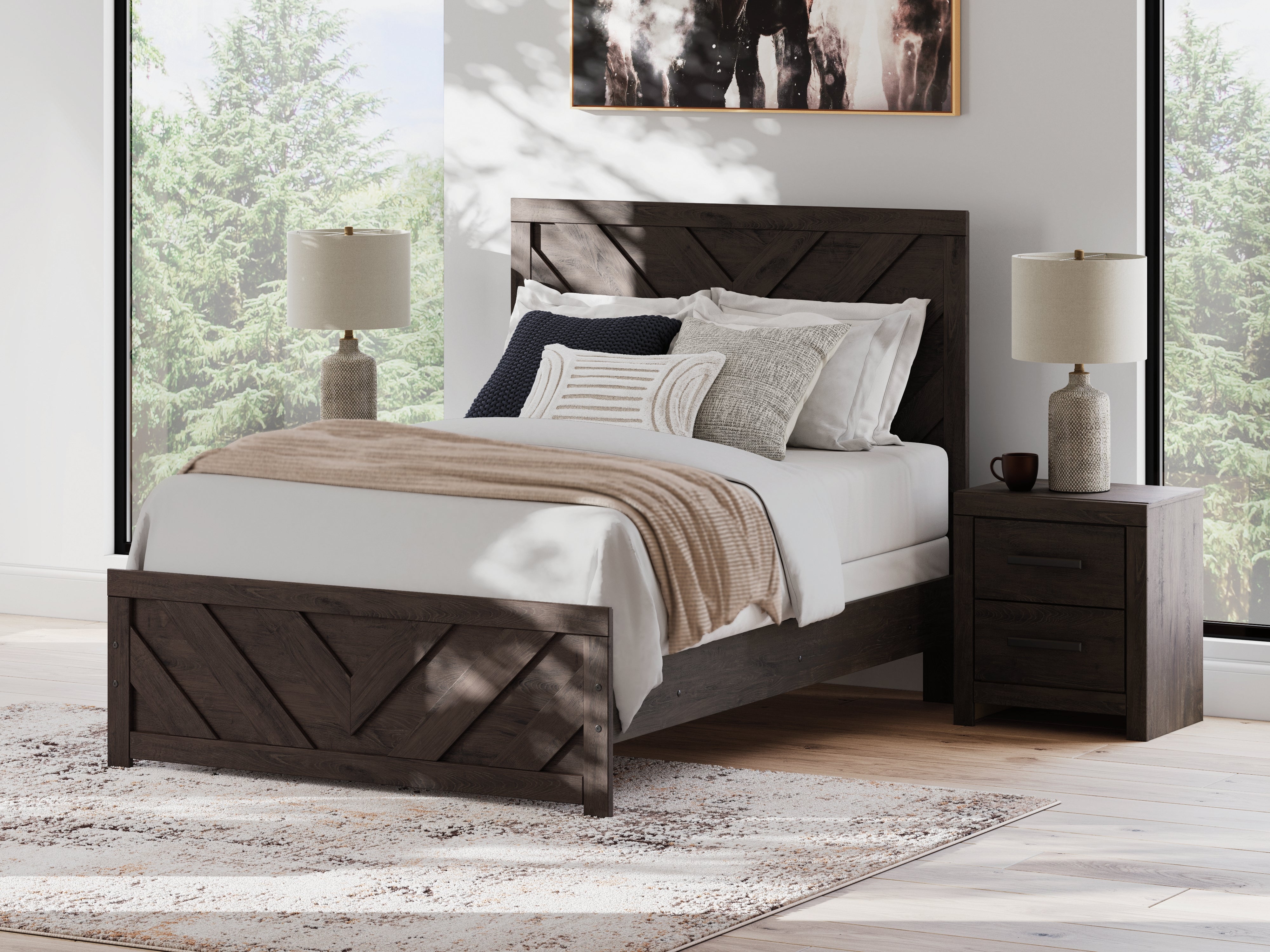Best Furniture Outlet - Ashley Furniture - Prendonea Bedroom - Full Panel Bed / Charcoal - B3789B3