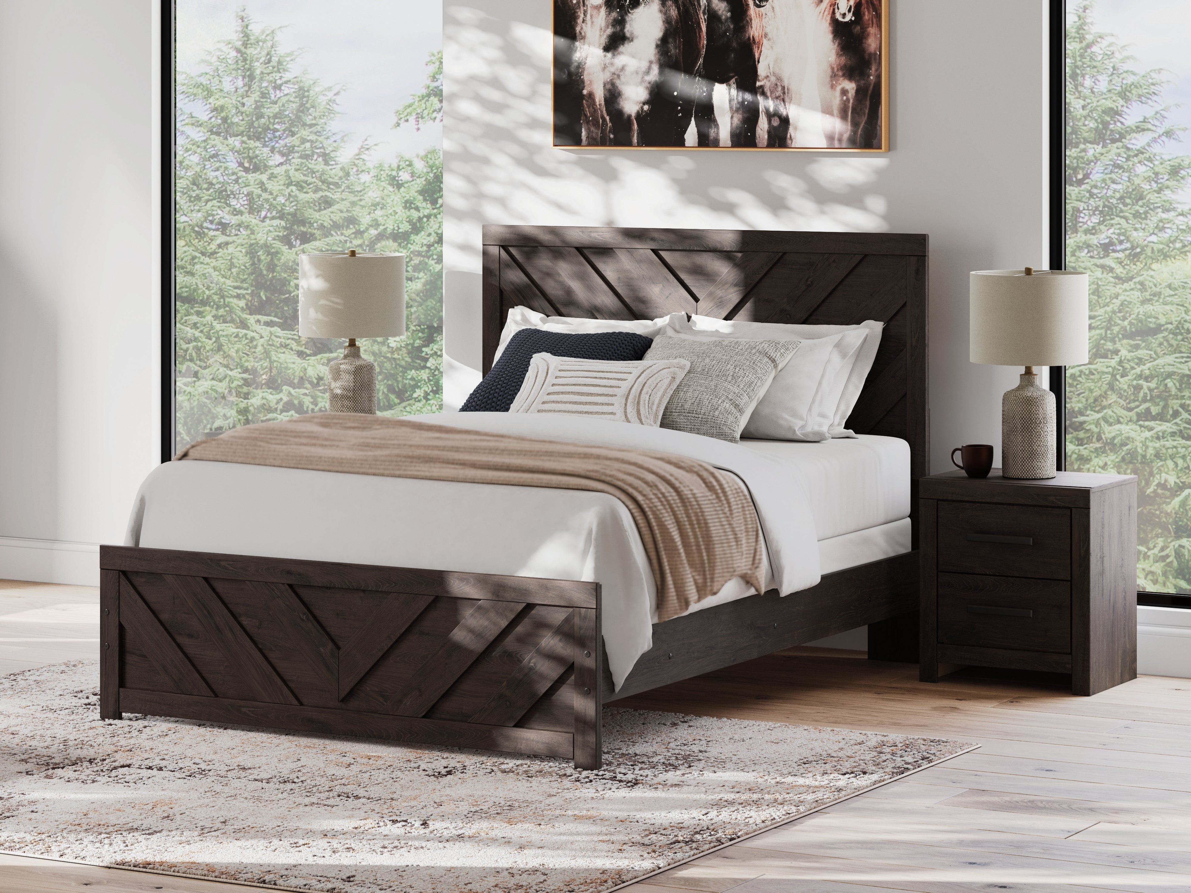 Best Furniture Outlet - Ashley Furniture - Prendonea Bedroom - Queen Panel Bed / Charcoal - B3789B4