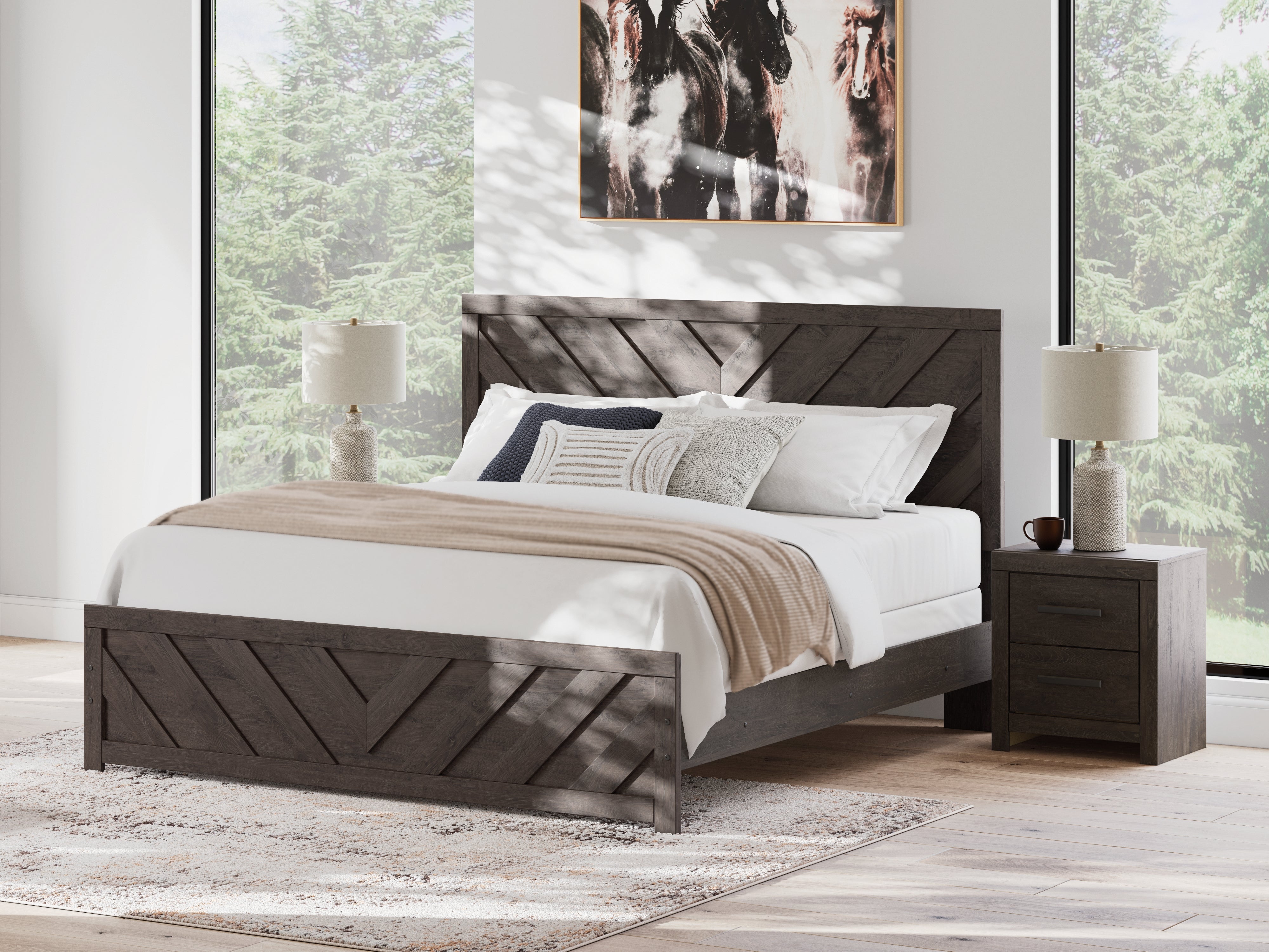 Best Furniture Outlet - Ashley Furniture - Prendonea Bedroom - Twin Panel Bed / Charcoal - B3789B2